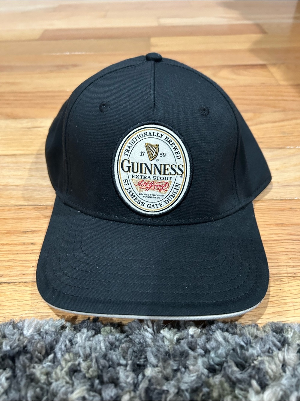 Guinness Black Baseball Cap with Embroidered Logo Patch